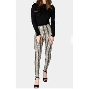 Buddy Love Vegan Leather Leggings Size Medium Stretch Snake Print Pull On New
